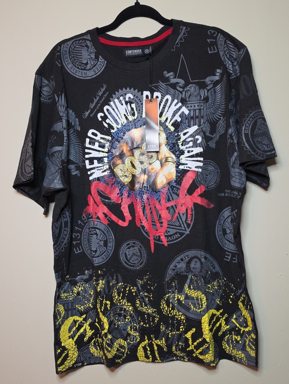 Contender Black Graphic Short Sleeve Tee with Red Accent